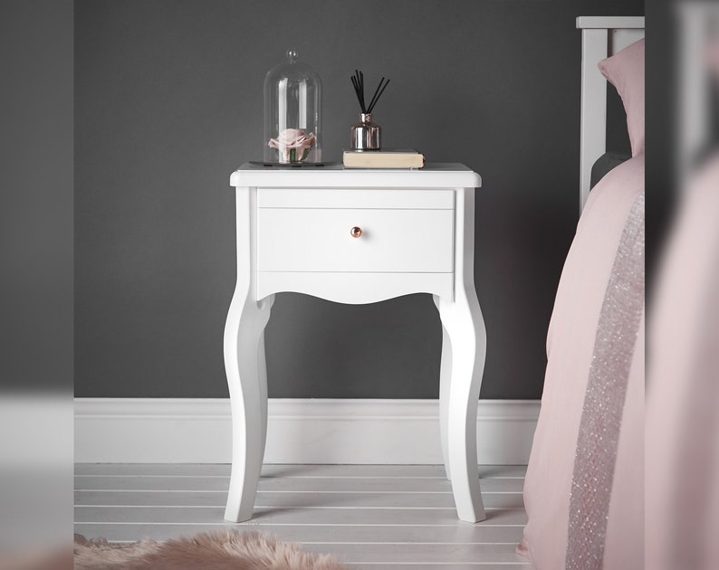 Range of white bedside table and cabinets. etsy