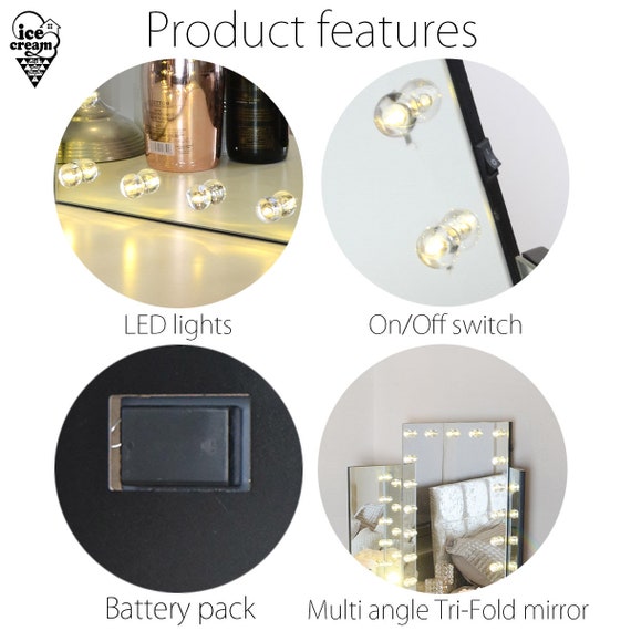 Tri Fold Led Lights Vanity Mirror Illuminated Hollywood Style Tri Fold Led Lights Vanity Mirror