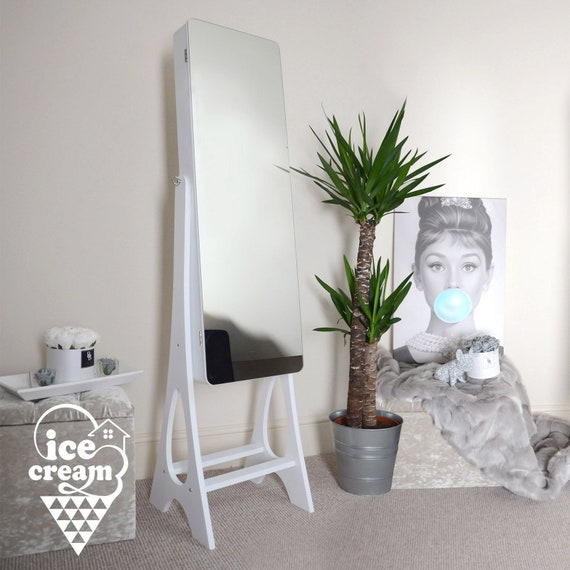 White Standing Deluxe Full Length Mirror Jewellery Cabinet Full Length Mirror Jewellery Cabinet
