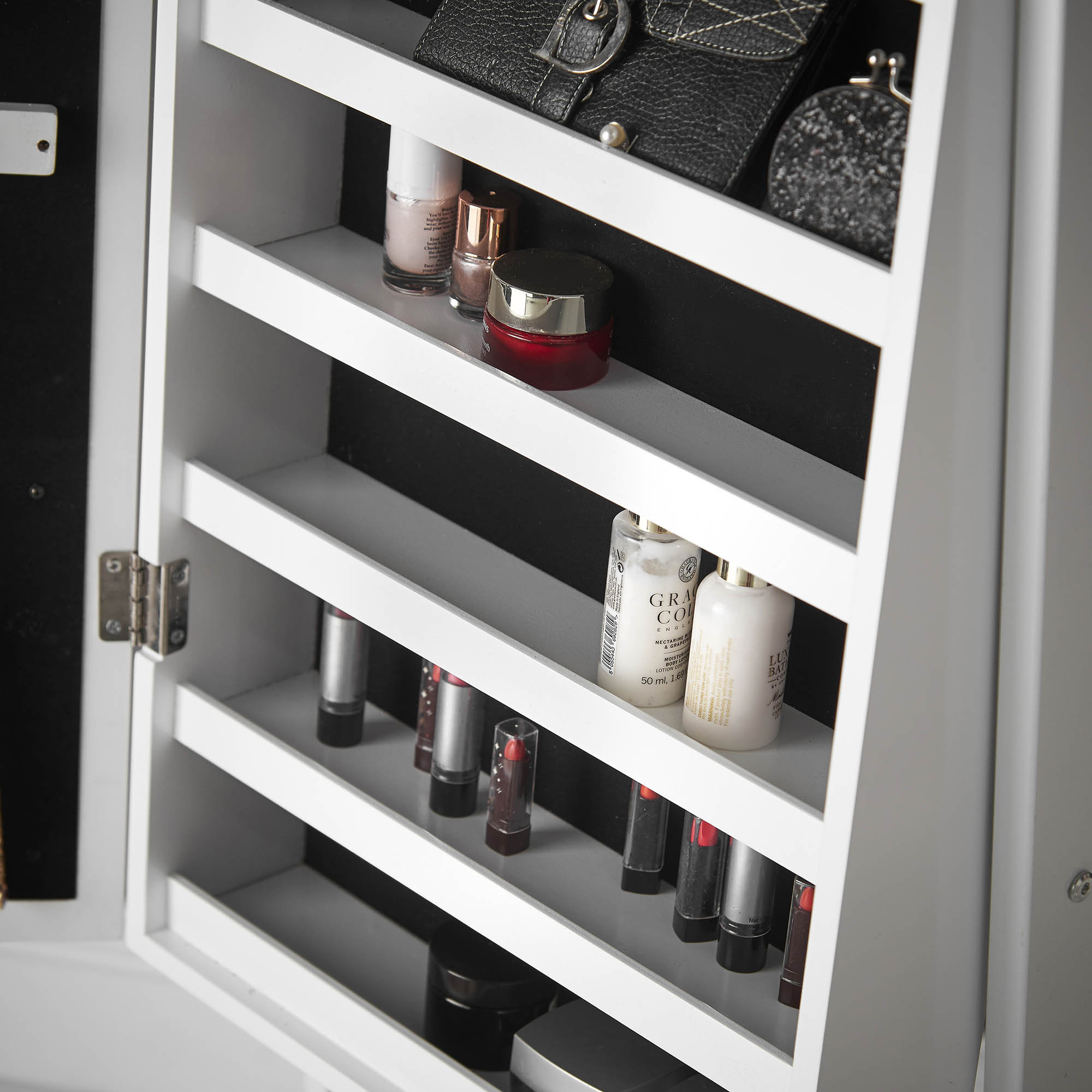 White Free Standing Mirror Jewellery with LED Lights Etsy