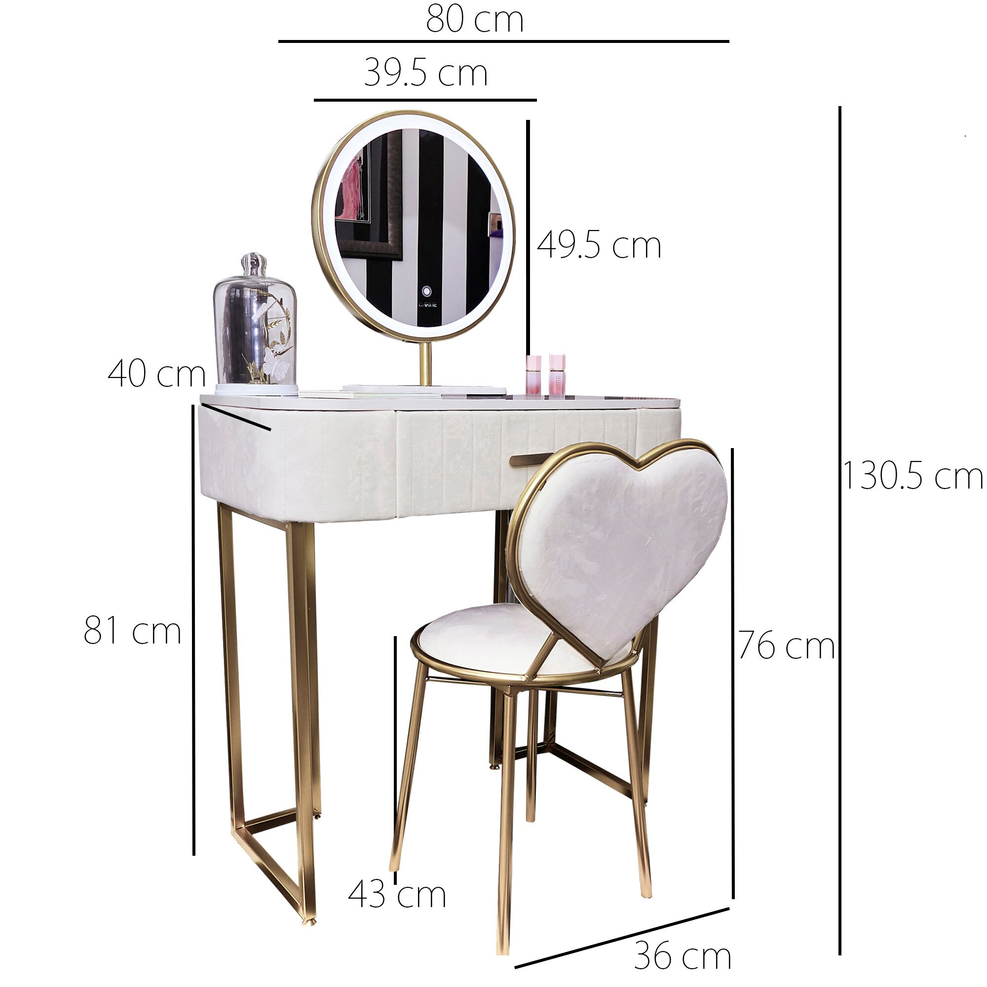 Santorini Dream Velvet Dressing Table with LED Touch Sensor Etsy