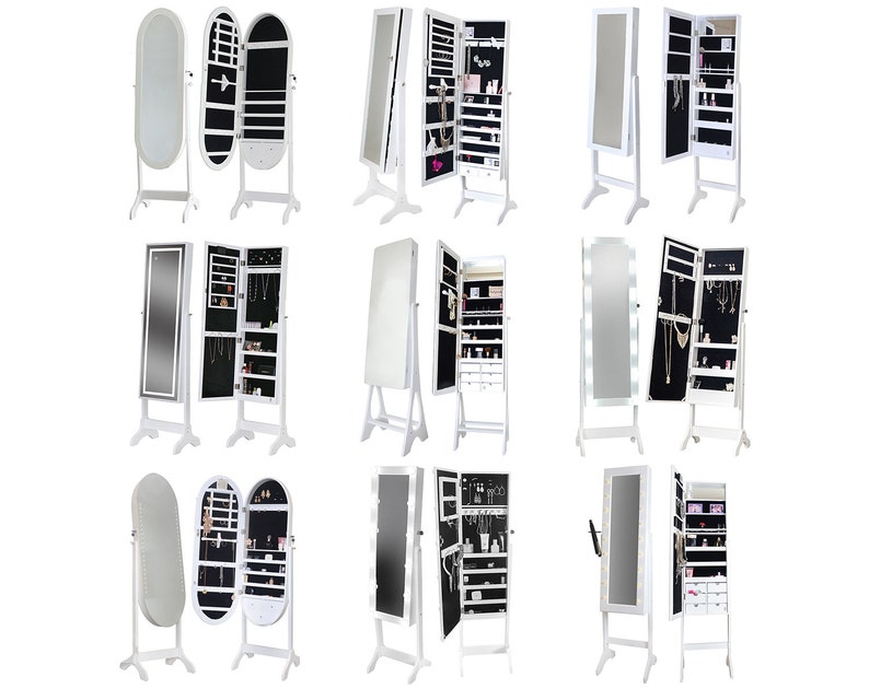 Free Standing Modern Full Length Mirror Jewellery Cabinet With Etsy