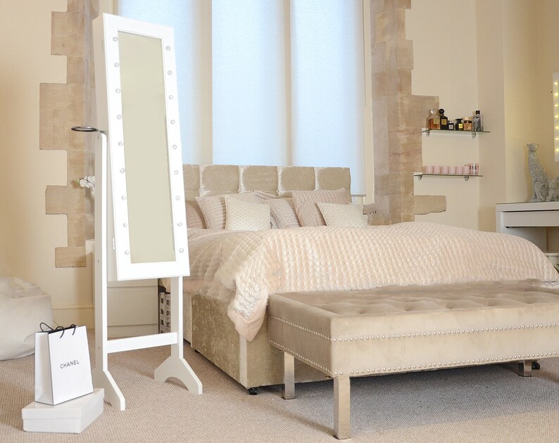 White Standing Deluxe Full Length Mirror Cabinet Jewellery Etsy
