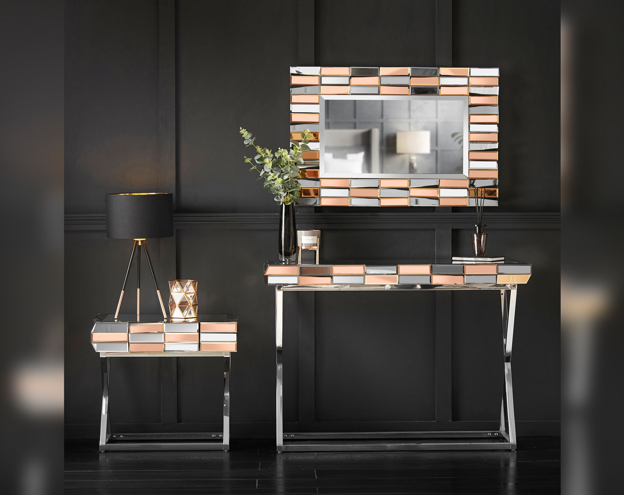 Knightsbridge Rose Gold Mirror Mirrored Console and Side Table Etsy UK