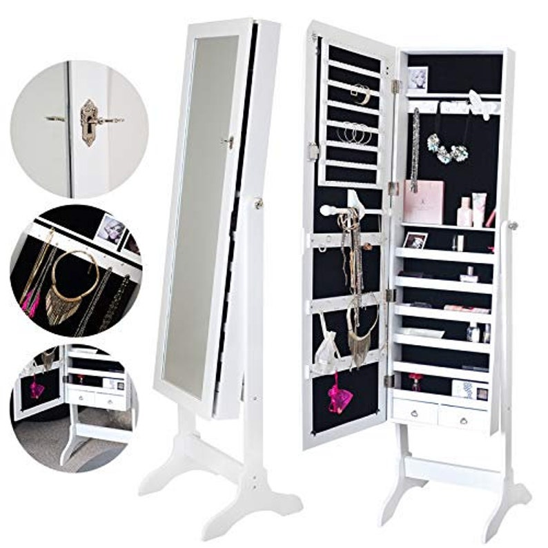 Icecreamliving Free Standing Mirror Jewellery Cabinet With Led