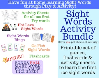 Super Sight Words Activity & Games Bundle (Plus Fall, Winter and Holiday printables bonus!)
