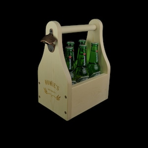 Wood Beer Caddy with bottle opener
