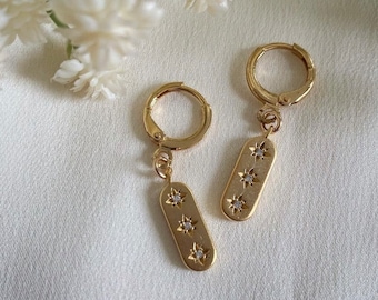 Star CZ Huggie Earrings: Celestial Hoops