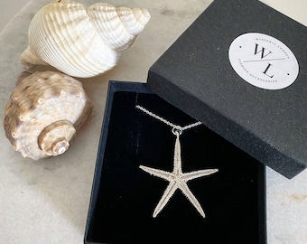 Silver Starfish Necklace: Nautical Jewellery