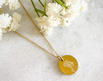 April Birth Flower Necklace, Daisy Necklace, Birth Flower Jewellery, Coin Necklace, Flower Jewellery, Engraved Pendant, Birthday Gift