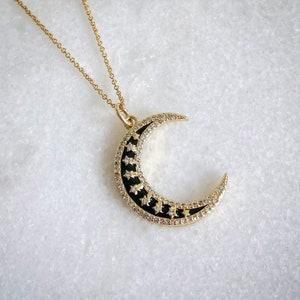 Collier Twilight Moon CZ, Bijoux Célestes, Croissant de Lune, Collier Céleste, Bijoux Lune, Collier Ciel Nocturne, Cadeaux pour Elle image 2