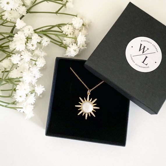 Sun Necklace, CZ Sun Pendant, Positivity Necklace, Celestial Jewellery, Boho Jewellery, Sunburst Necklace, Layered Necklace, Gifts for Her