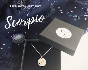 SCORPIO Constellation Necklace | Zodiac Necklace | Sterling Silver | Star Sign Necklace | Birthday Gift | Celestial Jewellery | Gift for Her