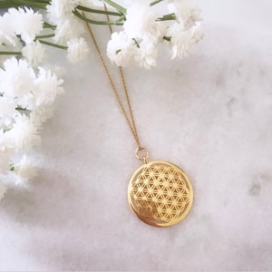 Flower of Life Necklace, Scared Geometry Pendant, Flower of Life Disc Pendant, Flower Pendant, Yoga Jewellery, Spiritual Jewellery