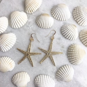 Gold Starfish Earrings | Starfish Jewellery | Gold Starfish Drop Earrings | Gold Jewellery | Starfish Dangle Earrings | Womens Earrings