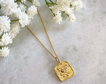 Gold Rose Necklace - Etsy UK