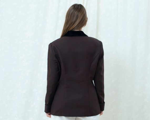 80s brown blazer large | velvet collar double bre… - image 7