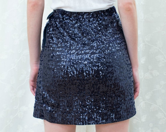 Navy blue clearance mini wrap skirt