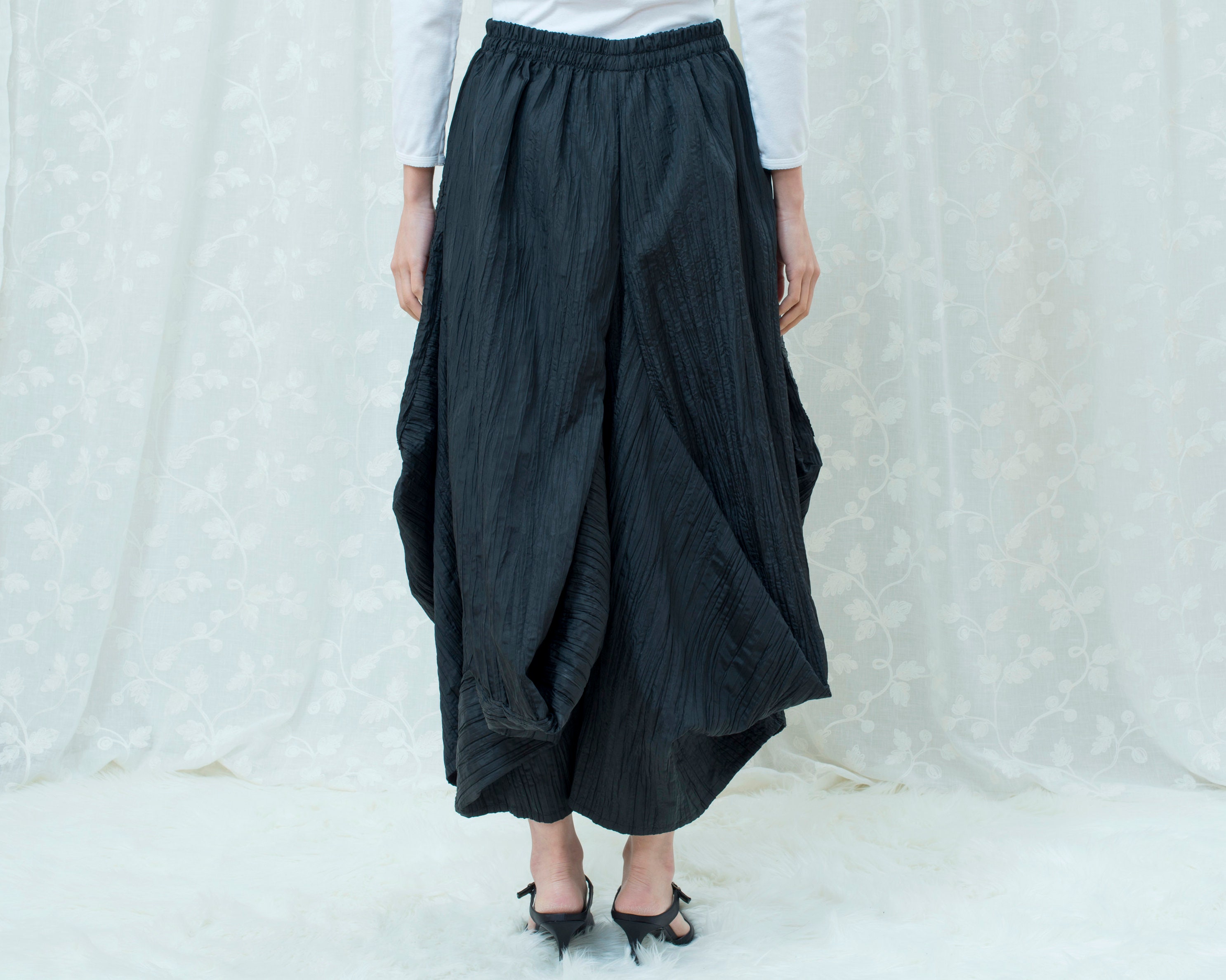 90s Black Micropleat Maxi Skirt Small Avant Garde Origami - Etsy