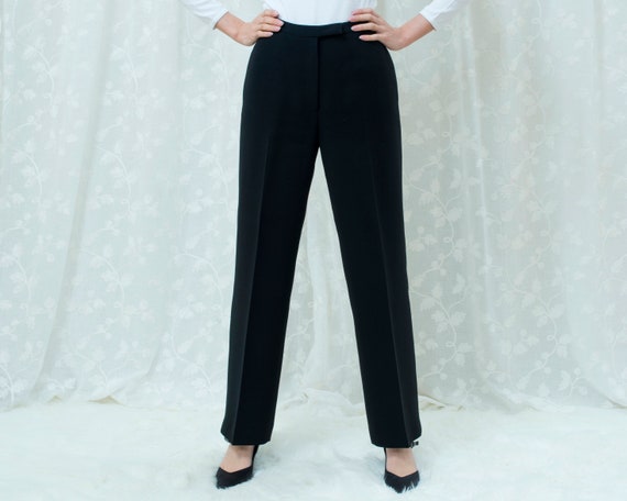 black high waisted tapered trousers