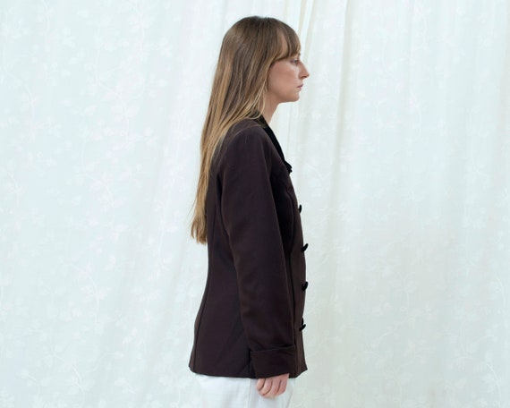 80s brown blazer large | velvet collar double bre… - image 5