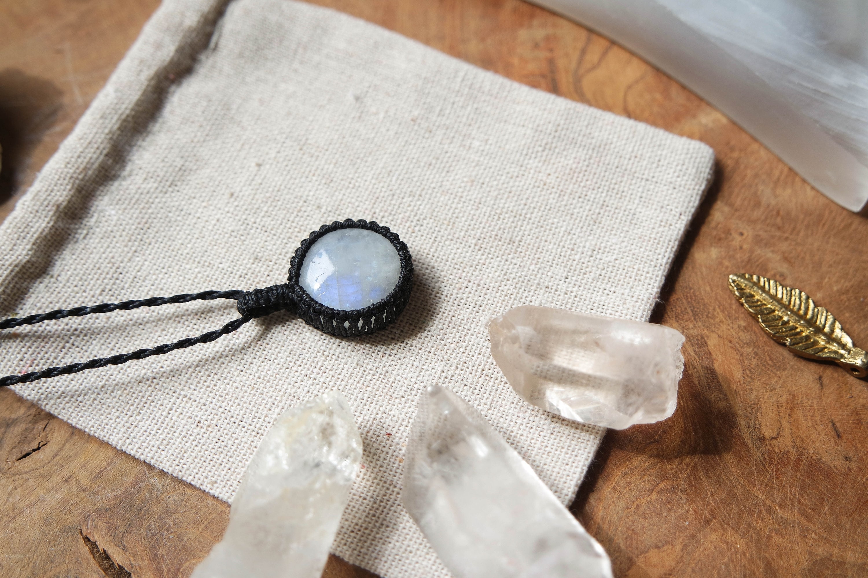 Rainbow Moon rock Necklace with Rainbowmoonstone White | Etsy