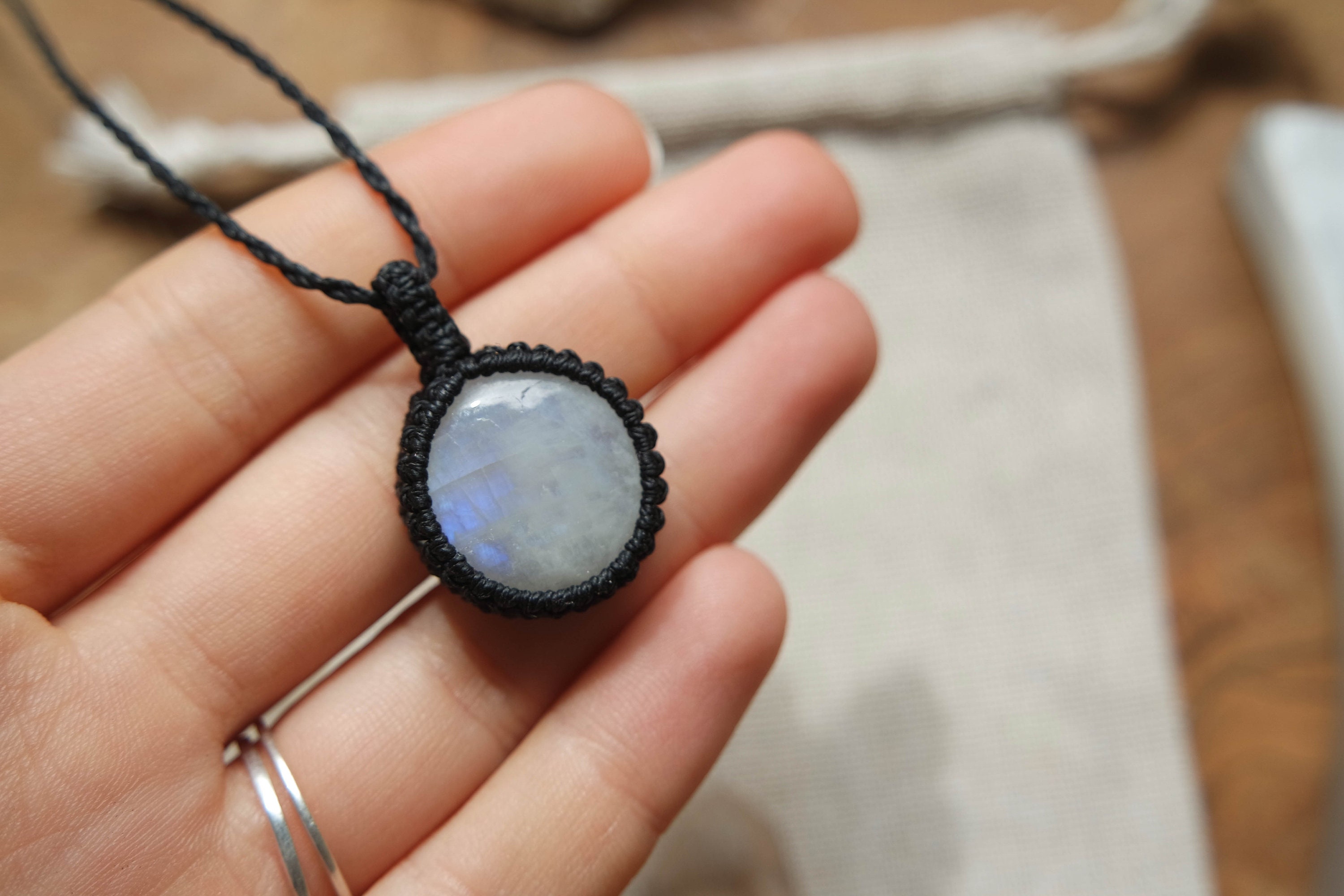 Rainbow Moon rock Necklace with Rainbowmoonstone White | Etsy