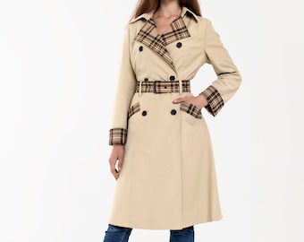 Women's Trench Coat Long Beige Autumn Spring