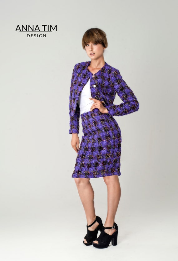 Tweed Suit With Skirt 2 Piece Suit Tweed 2 Piece Set Tweed -  Denmark