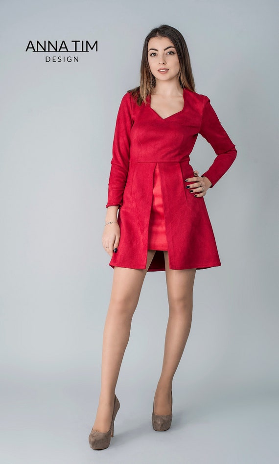 red suede dress