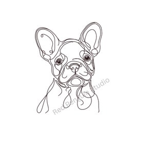 French Bulldog Linear Drawing Transparent Background
