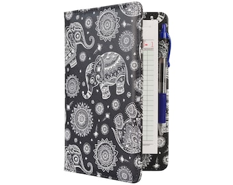 Tribal Elephant Pattern Black Server Book for Waitresses and Lovers of Elephants