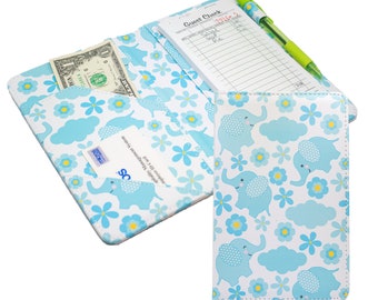 Blue Baby Elephants Server Book for Waitresses