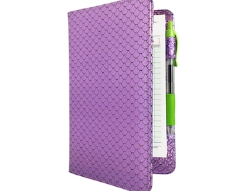 Purple Sparkle Mermaid Tail Pattern Server Book for Waitresses
