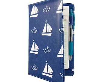 Nautical Navy Sailboats Pattern Server Book for Waitresses
