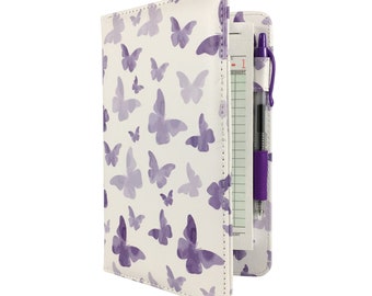 Purple Watercolor Butterflies Server Book for Waitresses