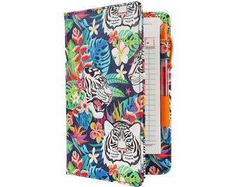 Neon White Tiger Rainforest Blacklight Server Book for Waitresses