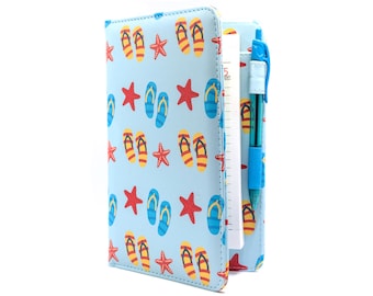 Blue Sandals and Starfish Summer Beach Theme Server Book for Waitresses