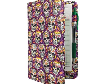 Purple Sugar Skulls Pattern Server Book for Waitresses - Perfect for Cinco de Mayo!