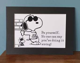 Snoopy Vinyl And Ink Picture On High Quality 600 Gsm Card With A Black Mount Unframed Keep Looking Up That S The Secret Of Life Geotv Mixed Media Collage Art