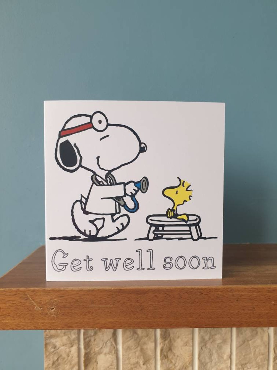 Handmade Get well soon Snoopy and Woodstock greetings card. Etsy