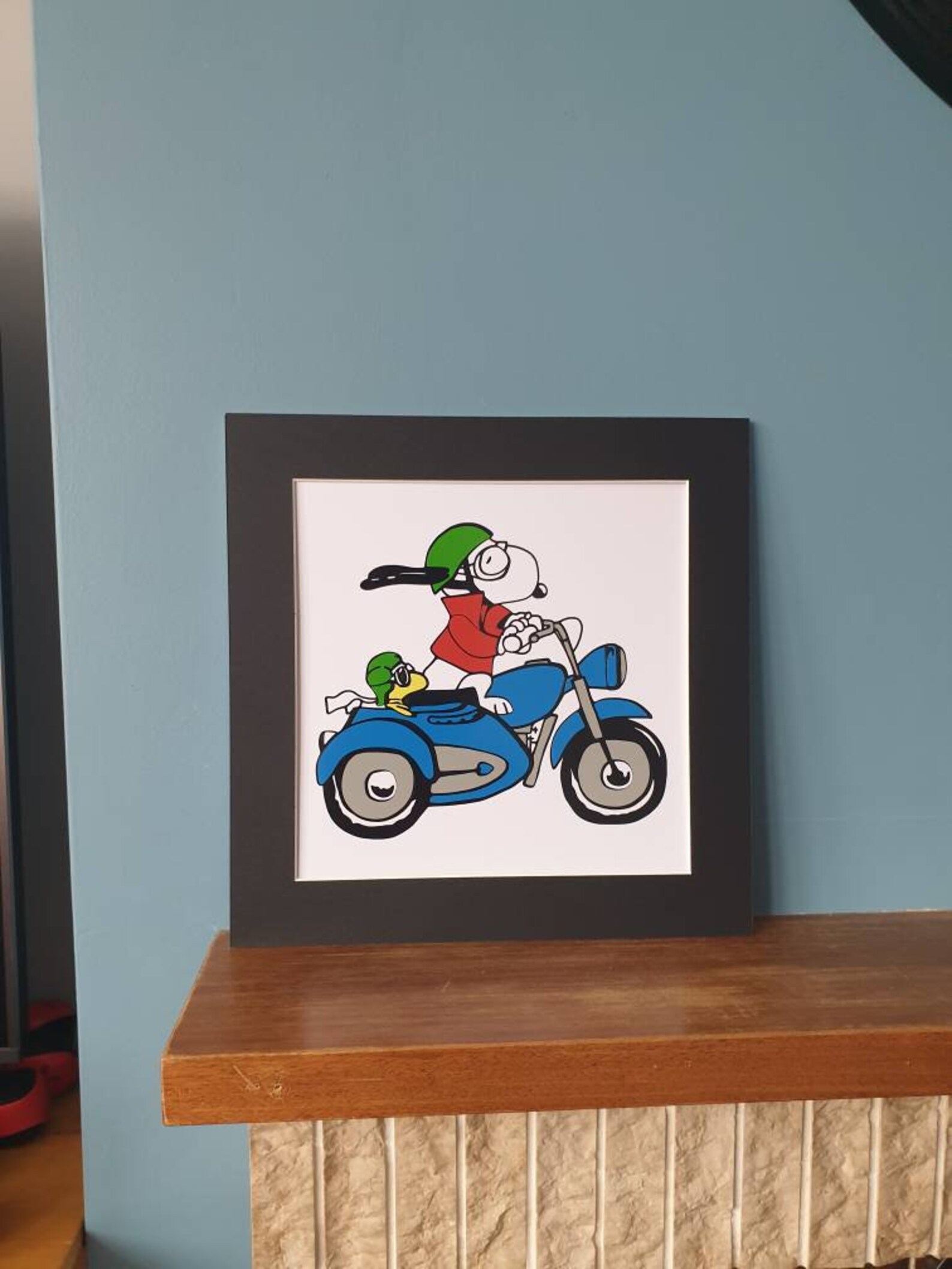 Snoopy motorcycle 12 inch x 12 inch vinyl picture on quality Etsy