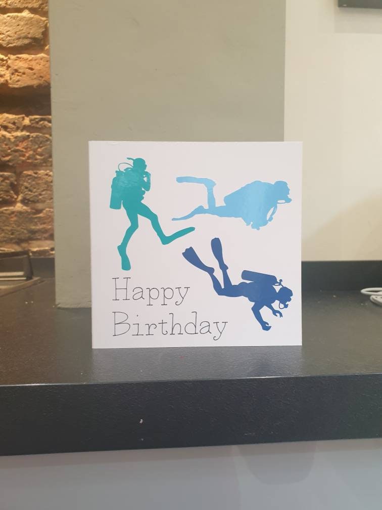 A handmade cut out design Scuba Diving Birthday / greetings Etsy