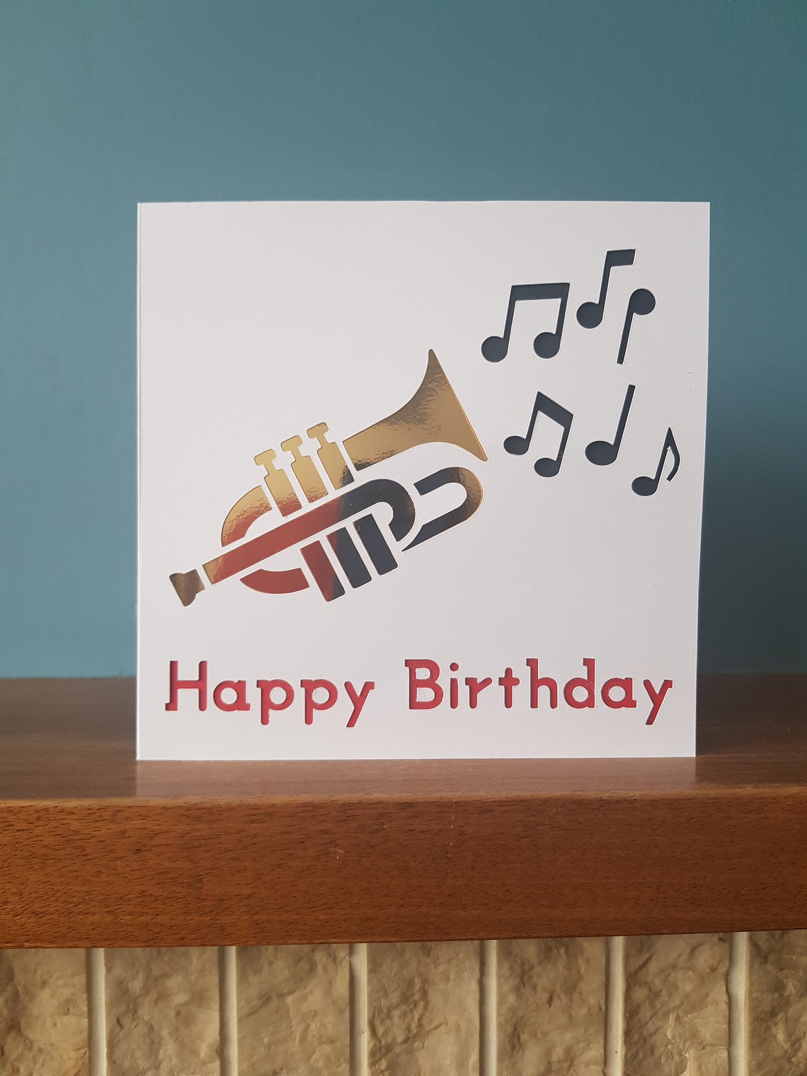 Trumpet Birthday card / greetings card. Etsy