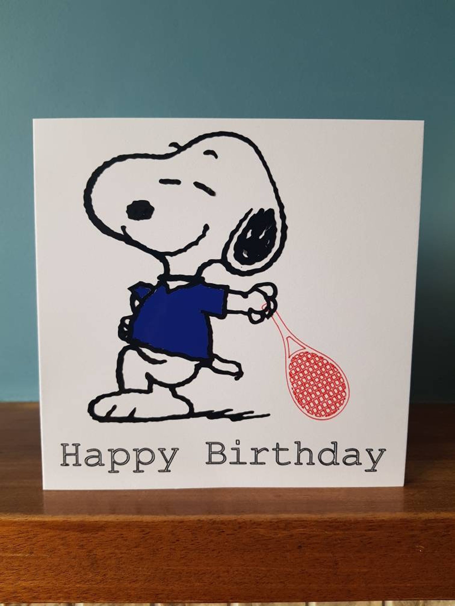 Tennis Snoopy Geburtstagskarte / Grußkarte. Ideal für Kinder Etsy