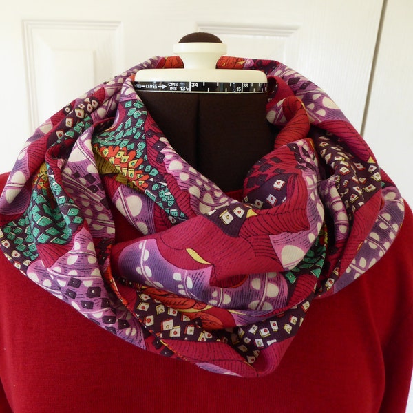 Liberty of London Wool and Raw Silk Double Fabric Infinity Scarf multi colours in amazing 'Satsuki' design