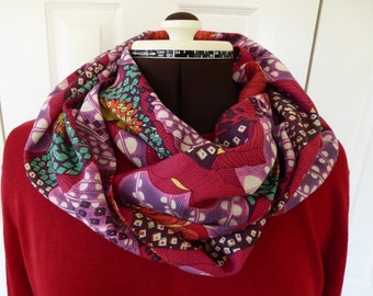 Liberty of London Wool and Raw Silk Double Fabric Infinity Scarf multi colours in amazing 'Satsuki' design