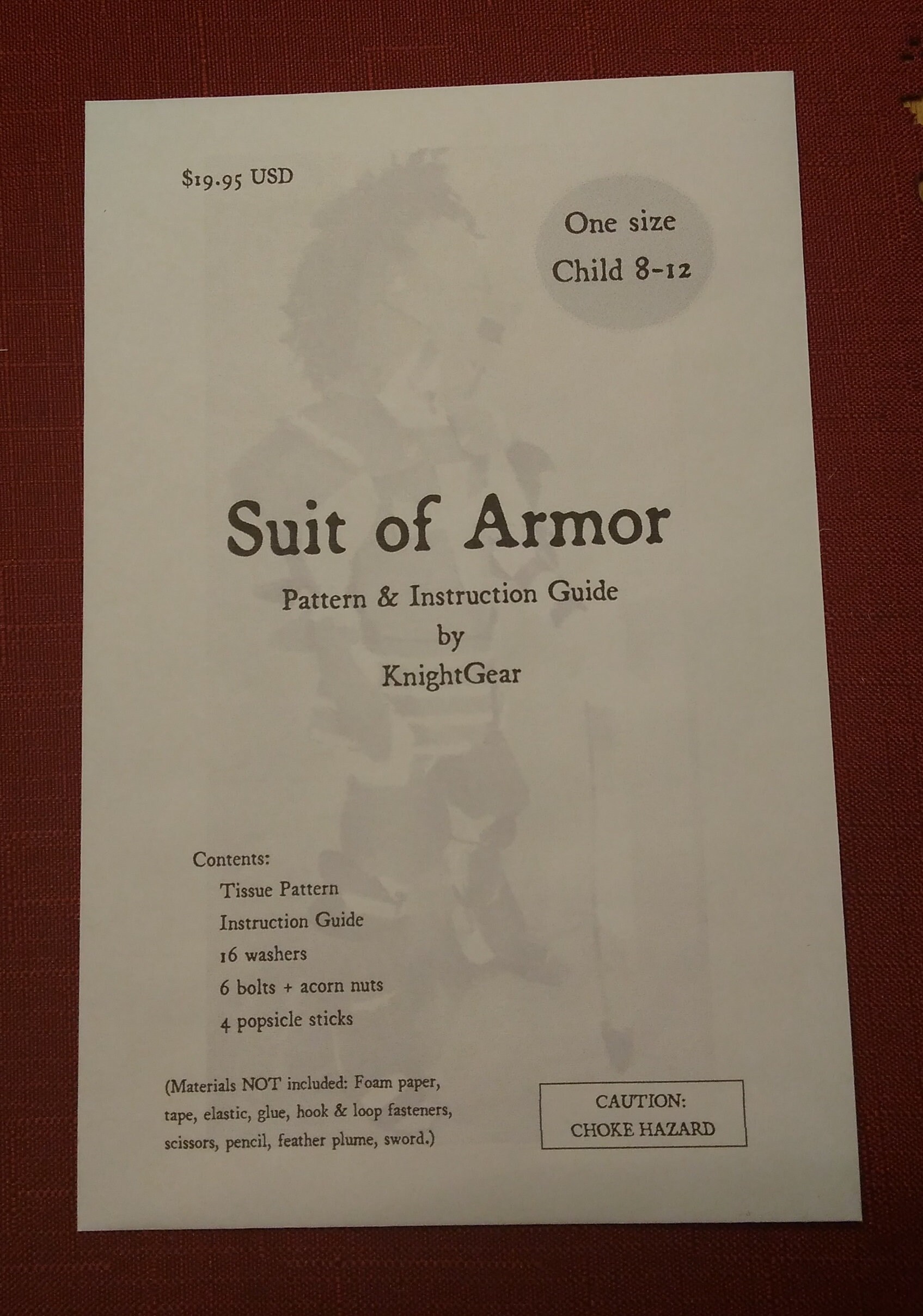 Knight Armor Child Costume PATTERN & INSTRUCTIONS - Etsy