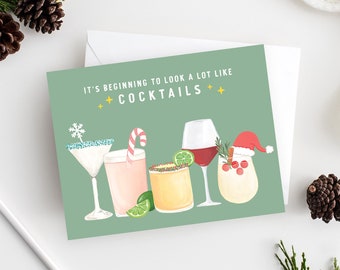 It's Beginning To Look A lot Like Cocktails Greeting Card | Festive Cocktails Greeting Card | Christmas Card Set | Funny Christmas Card