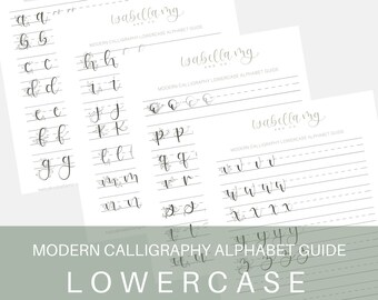Modern Calligraphy Alphabet Guide | Lettering Practice Guide | Digital Download | Lowercase Lettering Practice Sheet